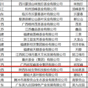 陕西东裕茗茶品牌价值达2.63亿元 排名全国第55位